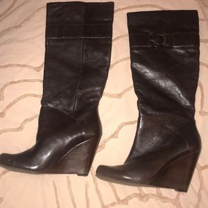 Guess leather wedge boots